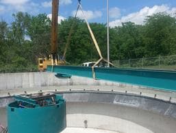 Circular clarifier installation by Four Leaf Fabrication